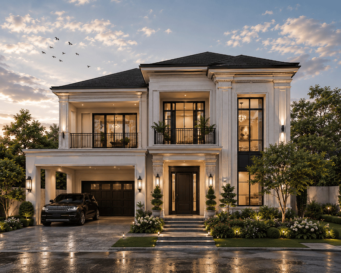 Desain rumah american classic mewah