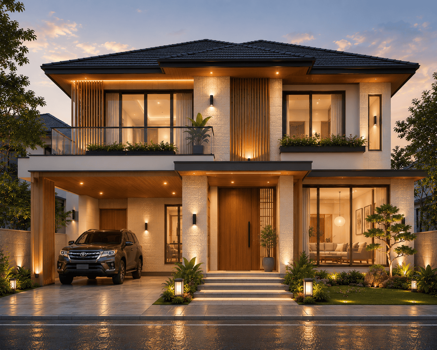 Desain rumah japandi natural zen
