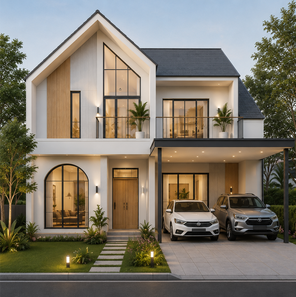Desain rumah scandinavian natural