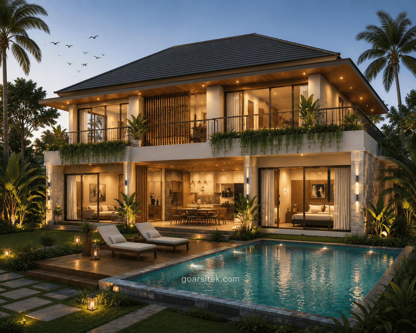 Desain villa tropis modern Bali