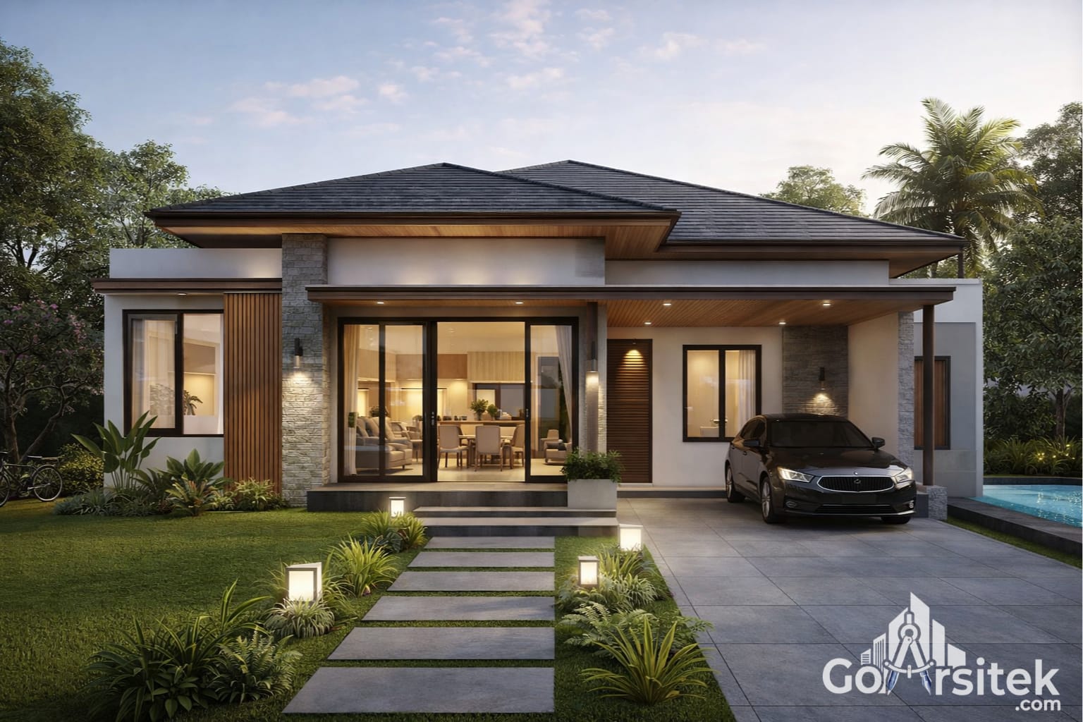 Desain rumah modern minimalis oleh Go Arsitek